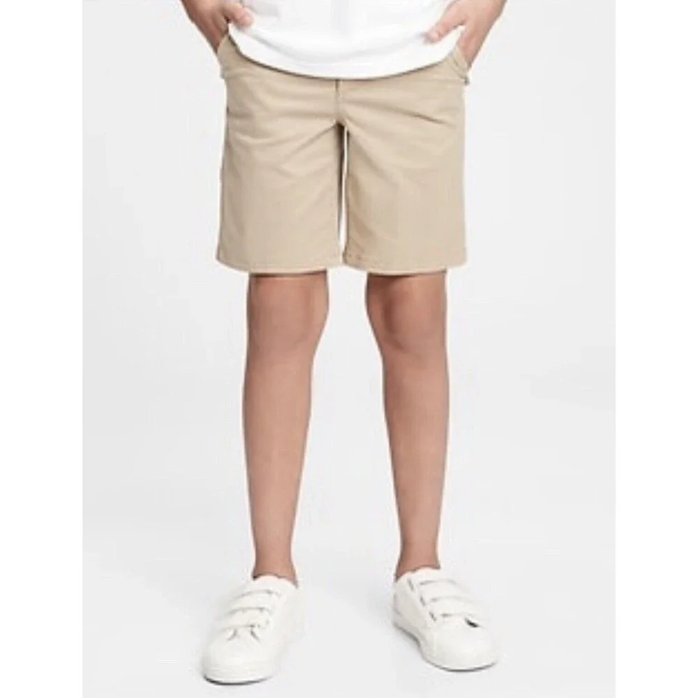 Gap Kids Boys Flat Front Khaki Tan Uniform Chino Cotton Shorts NEW 8 Regular
